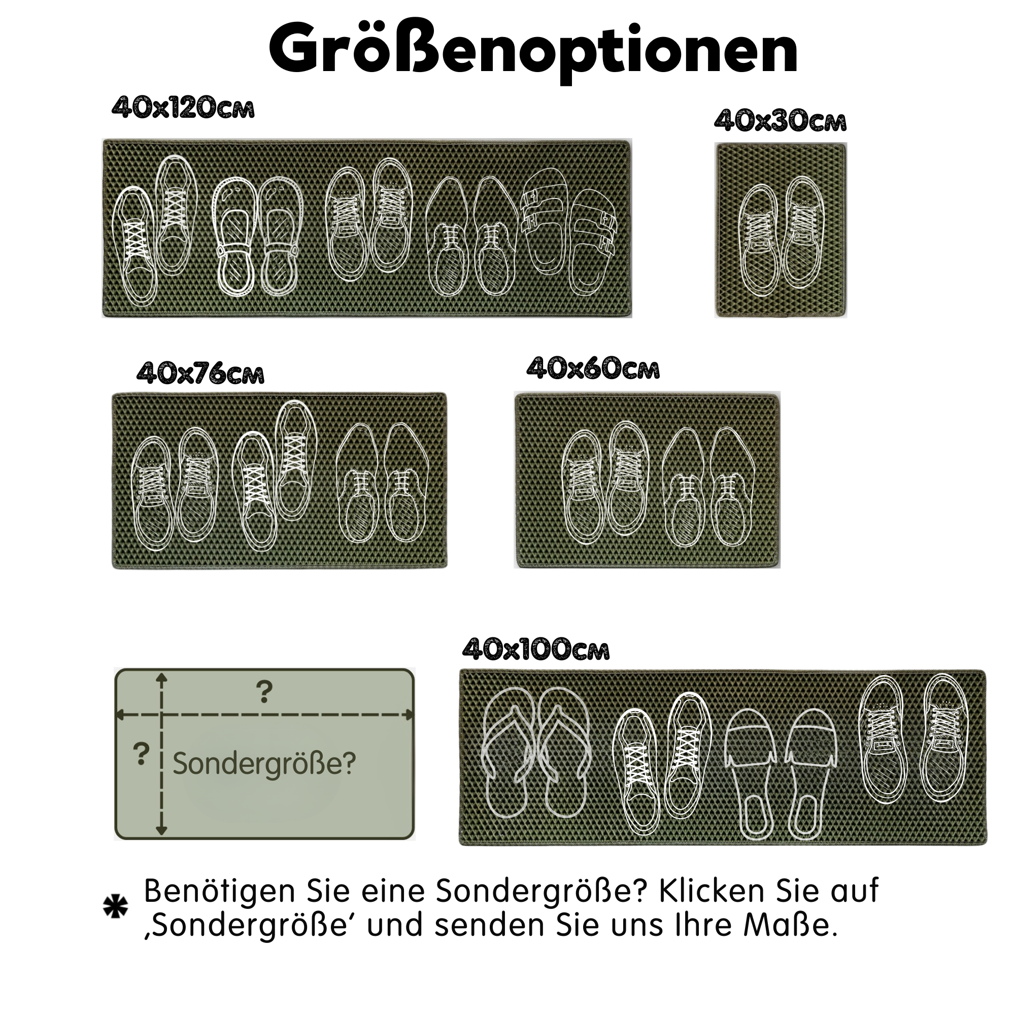 Schuhmatte Drop Grau – nach Maß gefertigt