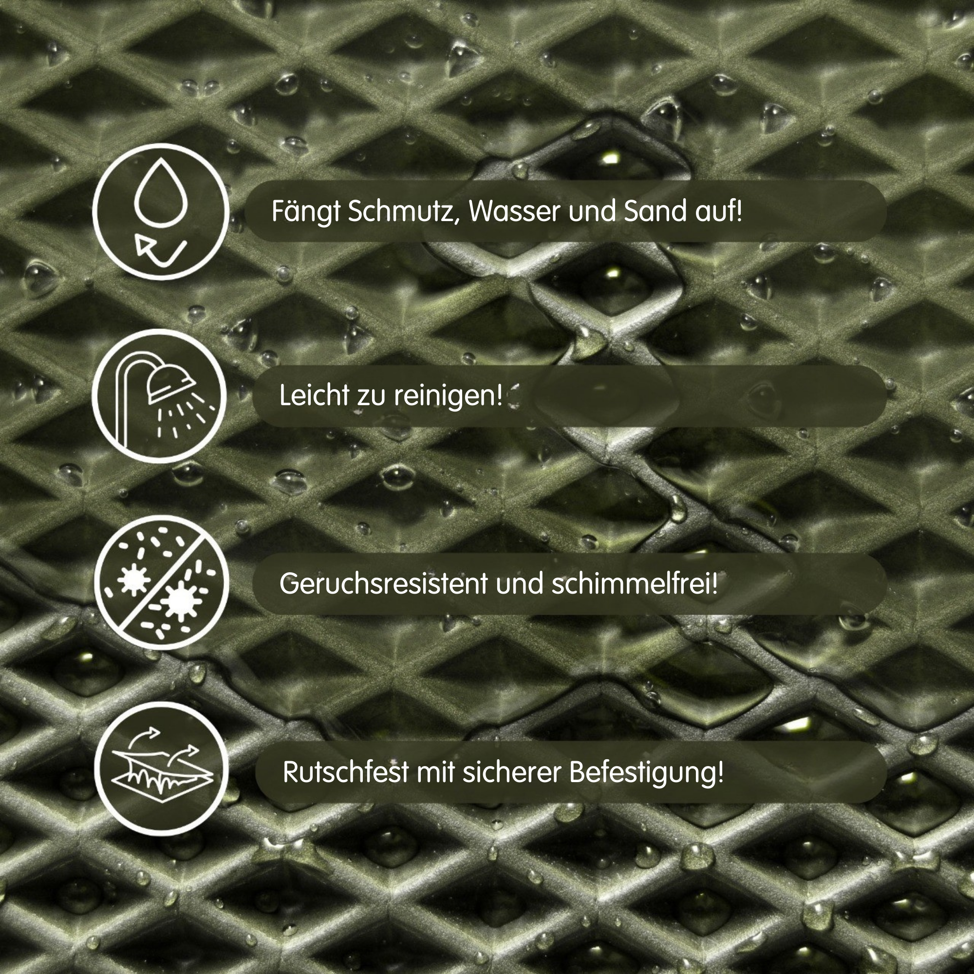 Schuhmatte Drop Grau – nach Maß gefertigt