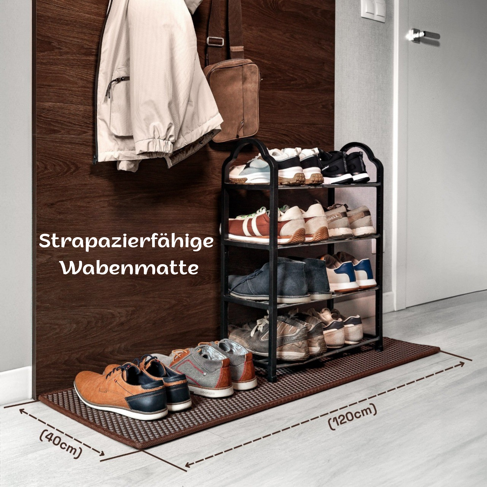 Schuhmatte Drop Grau – nach Maß gefertigt