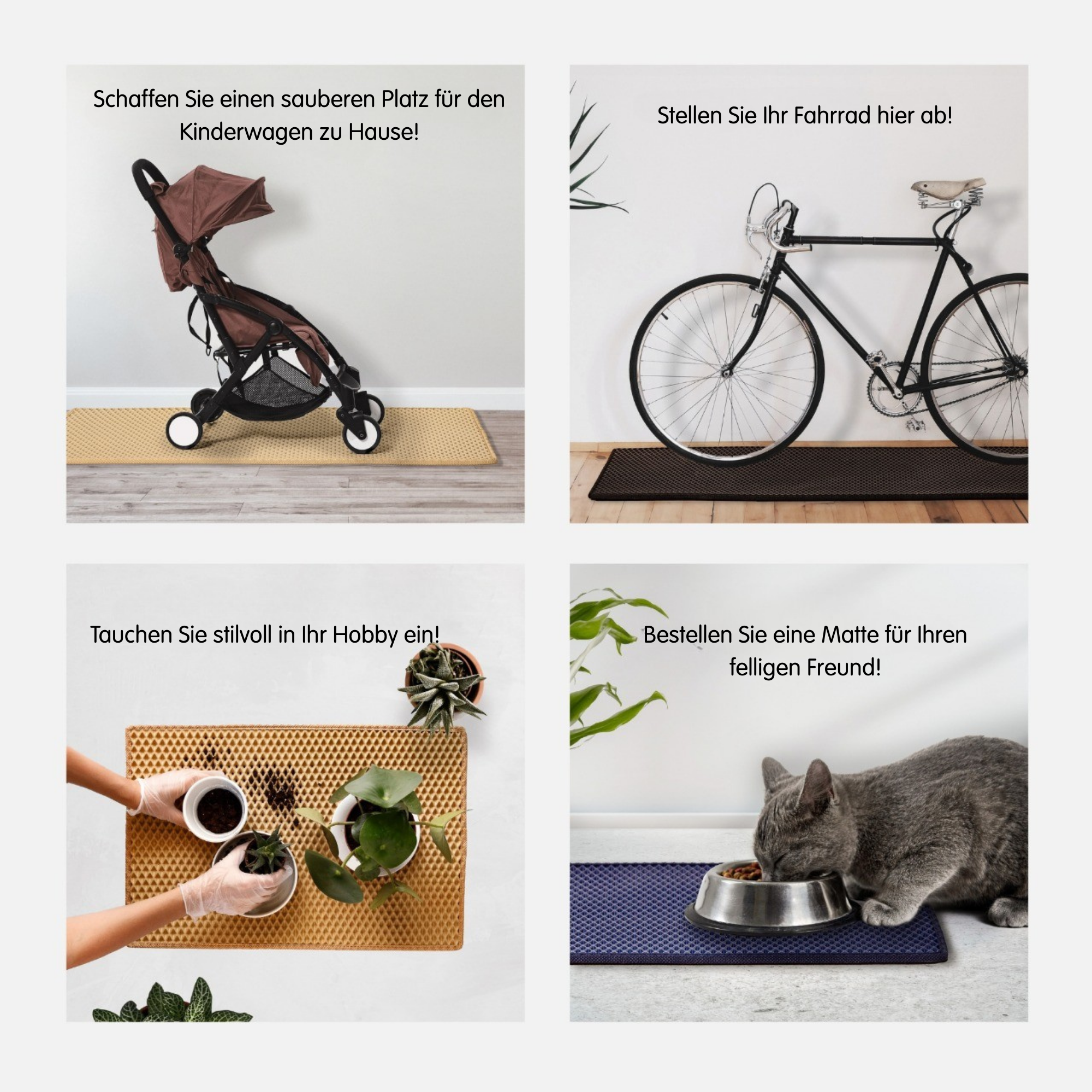 Schuhmatte Drop Grau – nach Maß gefertigt